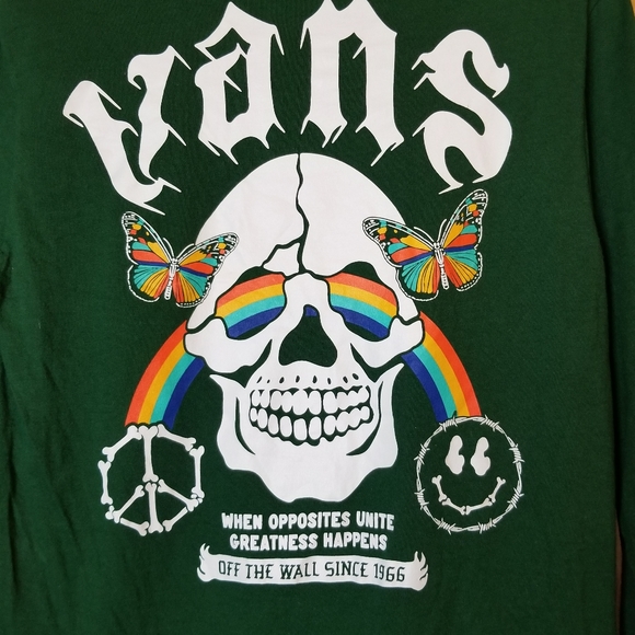 Vans Opposites Unite Rainbow Skull Butterflies Graphics Long Sleeve T-Shirt - Picture 5 of 9
